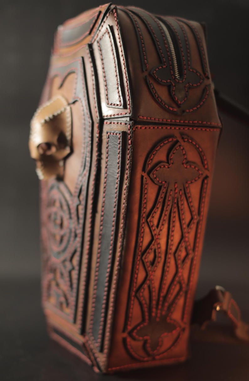 Skeleton Large Vegan Leather Coffin Back Pack - Eddie