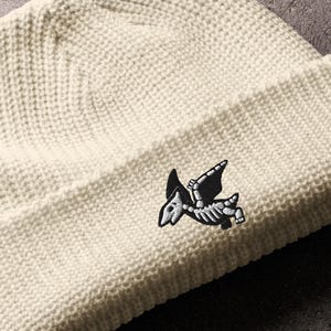 Pterodactyl Beanie Hat - Dinosaur Embroidered Hat, Dinosaur Beanie, Dino Gift, Pro Dino Knit Cap