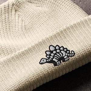 Stegosaurus Beanie Hat - Dinosaur Embroidered Hat, Dinosaur Beanie, Dino Gift, Pro Dino Knit Cap
