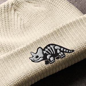 Triceratops Beanie Hat - Dinosaur Embroidered Hat, Dinosaur Beanie, Dino Gift, Pro Dino Knit Cap