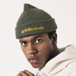 Goblin Mode Logo Beanie Hat - Game Embroidered Hat, Gaming Beanie, Gamer Gift, Pro Player Knit Cap