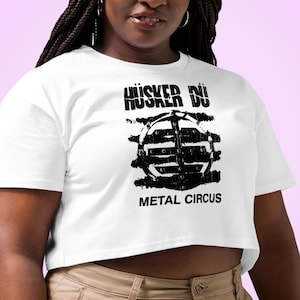 Top corto Husker Du Mental Circus / Top corto vintage hardcore punk, camiseta grunge femenina, camiseta con estética de los 80 para chicas