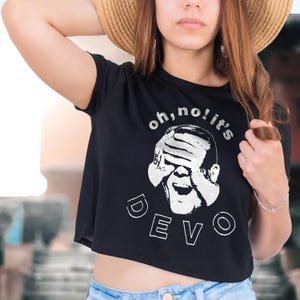 Devo Oh No It's Crop Top | Retro New Wave Devo Crop Tee, Quirky Girl Shirt, Vintage Synth Pop Artsy Girl Tee