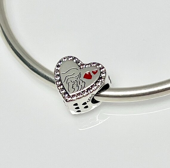 Mother and Daughter Heart Charm Sterlng Slver Necklace | Etsy