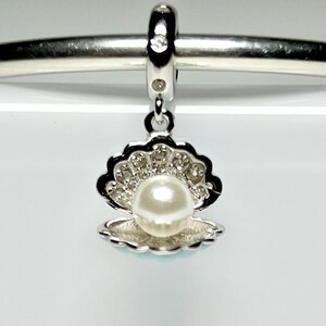 Perlenanhänger in Muschelform, Legende des Meeres, echtes 925er Sterlingsilber, Geschenk für Pandora-Armbänder