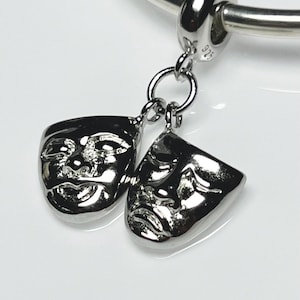 Teatermasker Dingla Berlock Komedi Tragedi Äkta 925 Sterling Silver Till Pandora Armband