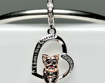 Yorkshire Terrier Yorkie Welpen-Anhänger aus 925er Sterlingsilber für Pandora-Armbänder