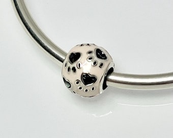 Paw Print Runde Charme Creme Hund Katze Haustier Tier Echtes 925 Sterling Silber Geschenk für Pandora Armband