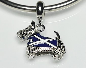 Anhänger „Schottischer Terrier“ aus echtem 925er Sterlingsilber für Pandora-Armbänder