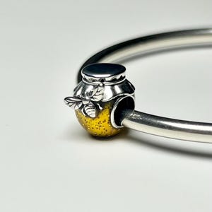 Honey Bee Charm Bead Pot Jar Bumblebee Insect Genuine 925 Sterling Silver Gift For Pandora Bracelet