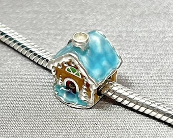 Charm de casa de jengibre navideña que brilla en la oscuridad, plata de ley 925 auténtica, regalo para pulsera Pandora.