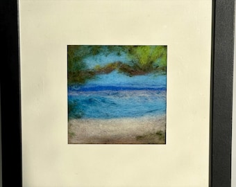 Oceanside Oasis Guam Art Guam Gift Guam Home Decor Needle Felt Landscape Wool Painting