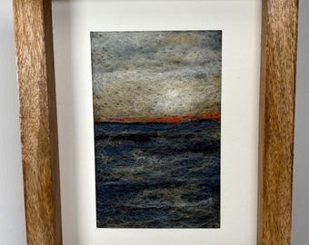 Sunrise Needle Felt Painting Wool Landscape Handmade Felt Art