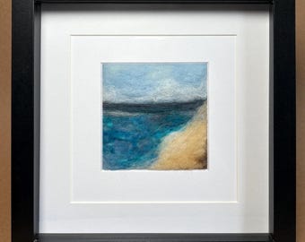 Ocean Blues, Handmade Needle Felt Original Art
