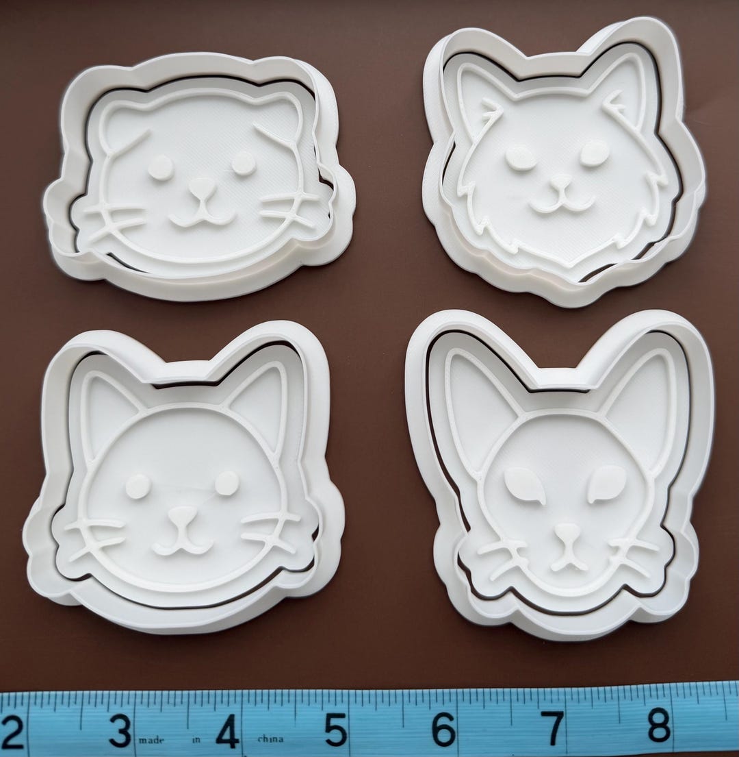 Cat Face Cookie Cutters With Stamps - Etsy
