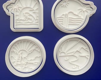 Beach Cookie Cutters with Stamps
