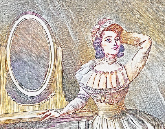 Vintage Woman        Renoir style  Portrait Digital Wall Art, Nostalgic Retro Home Decor, Printable Art for Living Room or Bedroom