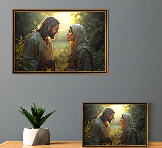 Mary and her Son Digital Wall Art of Heartfelt Connection | Modern Home Decor, Printable Art, Religious, Inspirational, Romantic, Christian