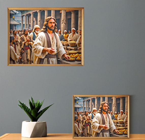 The Marketplace Digital Wall Art, Vibrant Marketplace Scene, Modern Home Decor, Printable Art, Colorful Religious Artwork, Living Room Decor