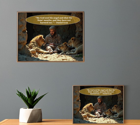 Daniel and the lions - Wall Art Printable | Christian Inspirational Digital Download | Faith, Love, Pets, Gifts