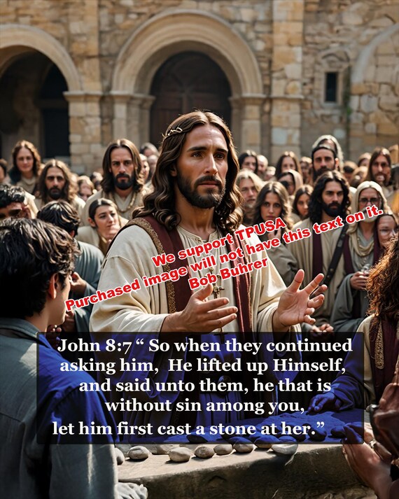 The First Stone  - We support TPUSA    Inspirational Christian Wall Art with 5 Images for Home Decor