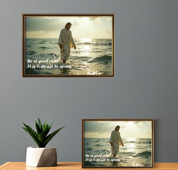 Walking on Water  Wall Art, Digital Download, Jesus and Disciples in Boat, Modern Religious Home Decor, Inspirational Wall Art, Faith Gift
