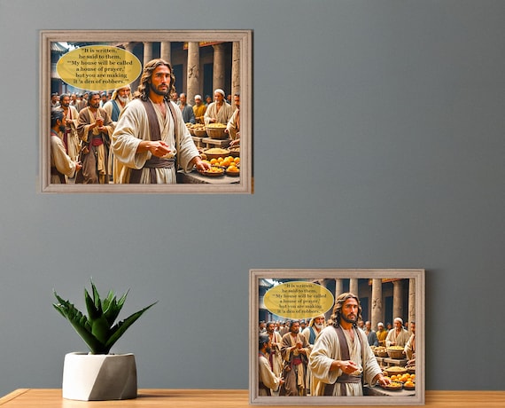 Jesus at the Temple - digital wall art, religious printable decor, spiritual home decor, colorful art print