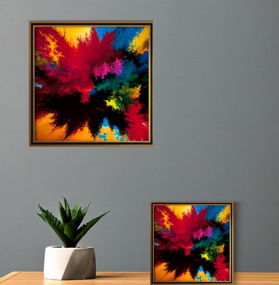 Abstract explosion of vibrant colors digital wall art, modern home decor, printable art, colorful art print living room, instant download