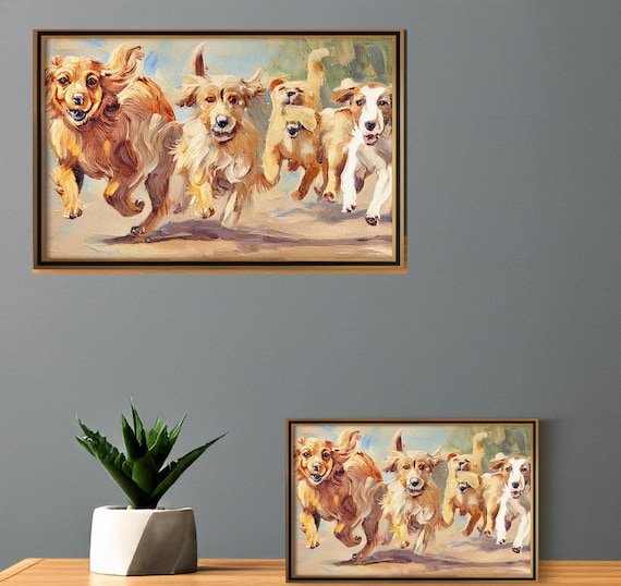 Four Dogs      digital wall art, vibrant home decor printable, modern art for living room, colorful gallery wall, DIY craft digital download