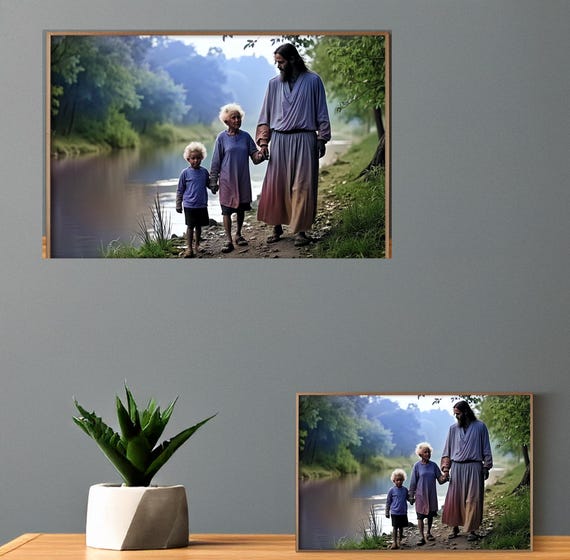 Jesus with Elders           Painting Spiritual Wall Art Christian Home Decor Biblical Illustration Gift