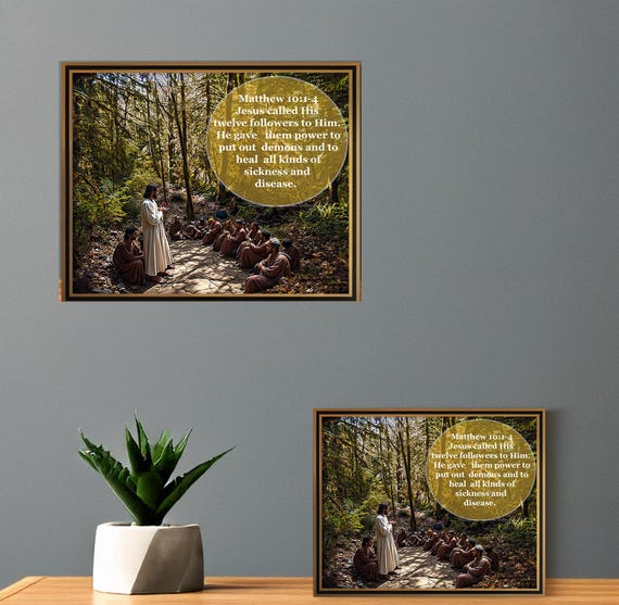 Christian Savior with Disciples - Religious  Prints, Biblical Decor, Jesus and Apostles, Inspirational Christian Gift