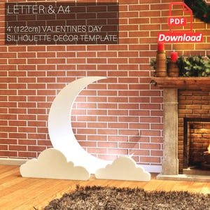 Sjabloon maan- en wolkensilhouet: 4 ft DIY-decor (pdf-patroon)
