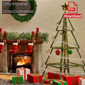 5&#39; Wooden Christmas Tree Plans - 2&quot;x1&quot; Christmas Tree Decor - Wood Christmas tree blueprint - Easy to build DIY Blueprints PDF Download