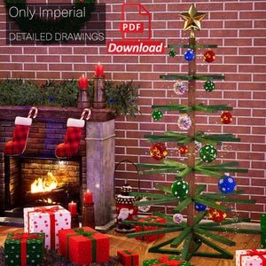 4&#39;-6&quot; Wooden Christmas Tree Plans - Christmas Tree Decor - Wood Christmas tree blueprint - New Year Tree Plans - Easy to Build, Blueprint