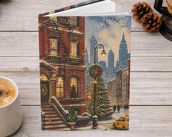 New York Christmas Street Scene Hardcover Journal