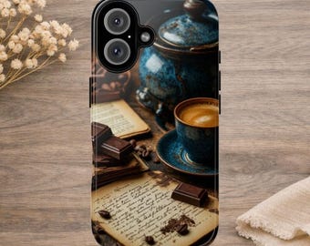 Coque pour portable cobalt et café | Étui de protection pour téléphone