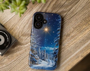 Étui de téléphone bleu de Noël