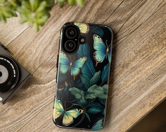 Étui pour téléphone bleu papillon robuste, protection durable pour téléphone