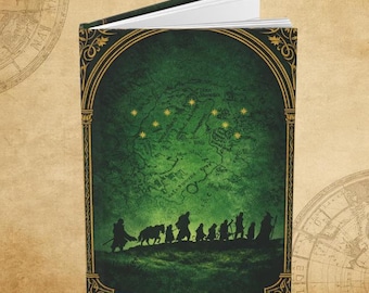 Voyage en silhouette de la Terre du Milieu Carnet cartonné | Planification et réflexion quotidiennes