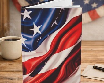 Carnet cartonné brillant drapeau des Etats-Unis | Planification et réflexion quotidiennes