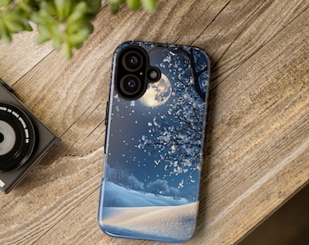 Étui pour portable blanc en forme d'arbre d'hiver | Étui de protection robuste pour téléphone