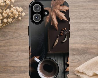 Coque pour portable café et feuilles | Étui de protection robuste pour téléphone portable