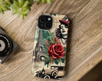 Coque magnétique Parisian Chic Roses pour iPhone, résistante aux chocs