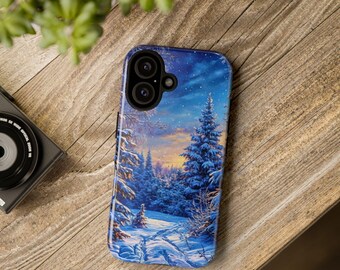 Étui pour portable sapin de Noël hiver | Étui de protection robuste pour téléphone