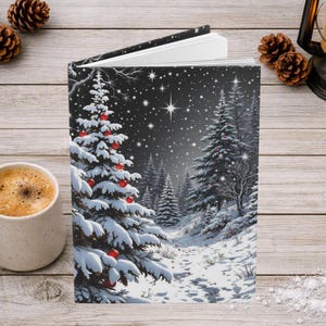 White Winter Christmas Tree Journal – Hardcover Daily Planner for Reflection, Gratitude & Personal Growth