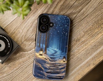Étui pour portable Chemin de Noël hivernal | Étui de téléphone des fêtes en pin