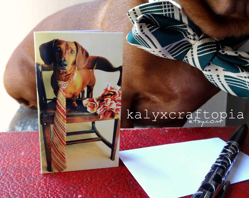 Blank inside LOVE Tiny Dachshund Bouquet Card
