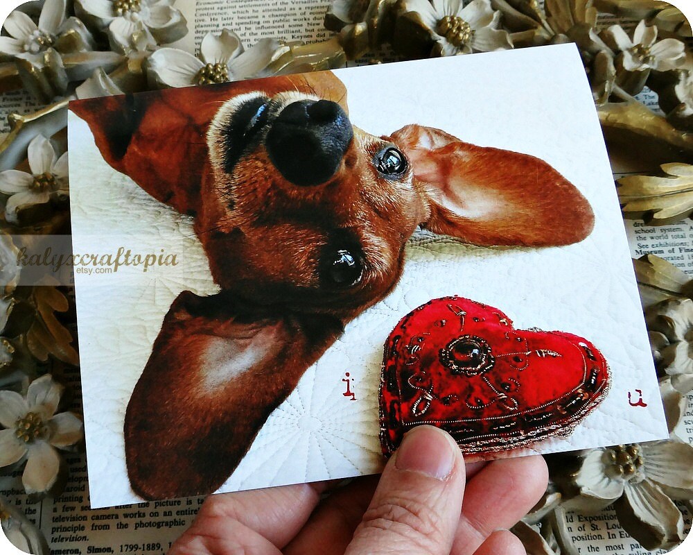 I heart U Dachshund Valentine