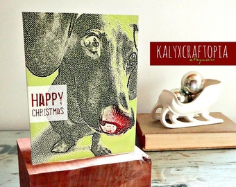 Modern Dachshund Happy Christmas Card