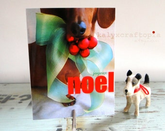 Dachshund Christmas Card Set of 5 - Joyeux Noel